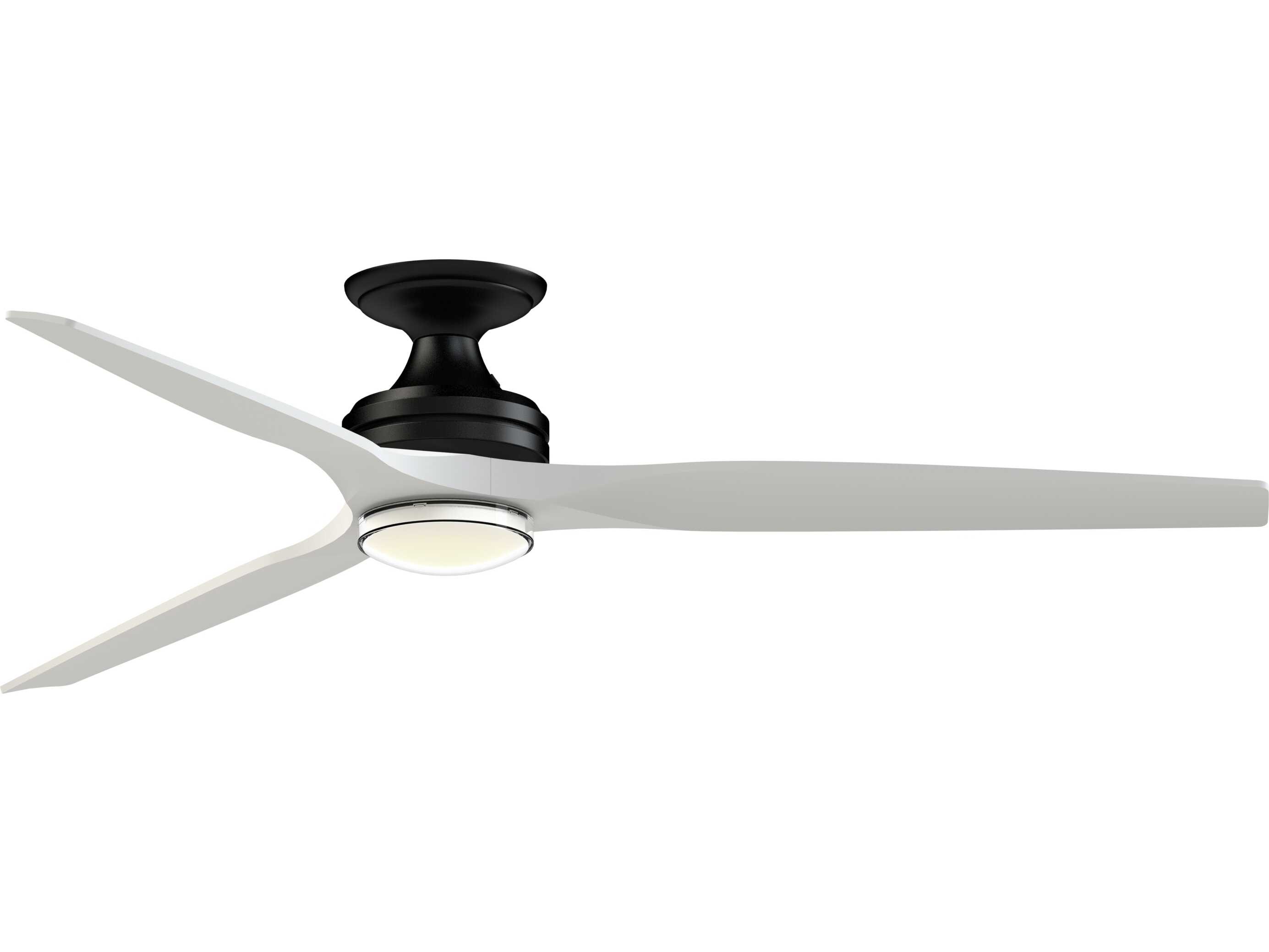 Fanimation FPD6721BBL-64MW-DWLK-F Spitfire 64 inch Black with Matte White Blades Indoor/Outdoor Smart Ceiling Fan in 14, Kit