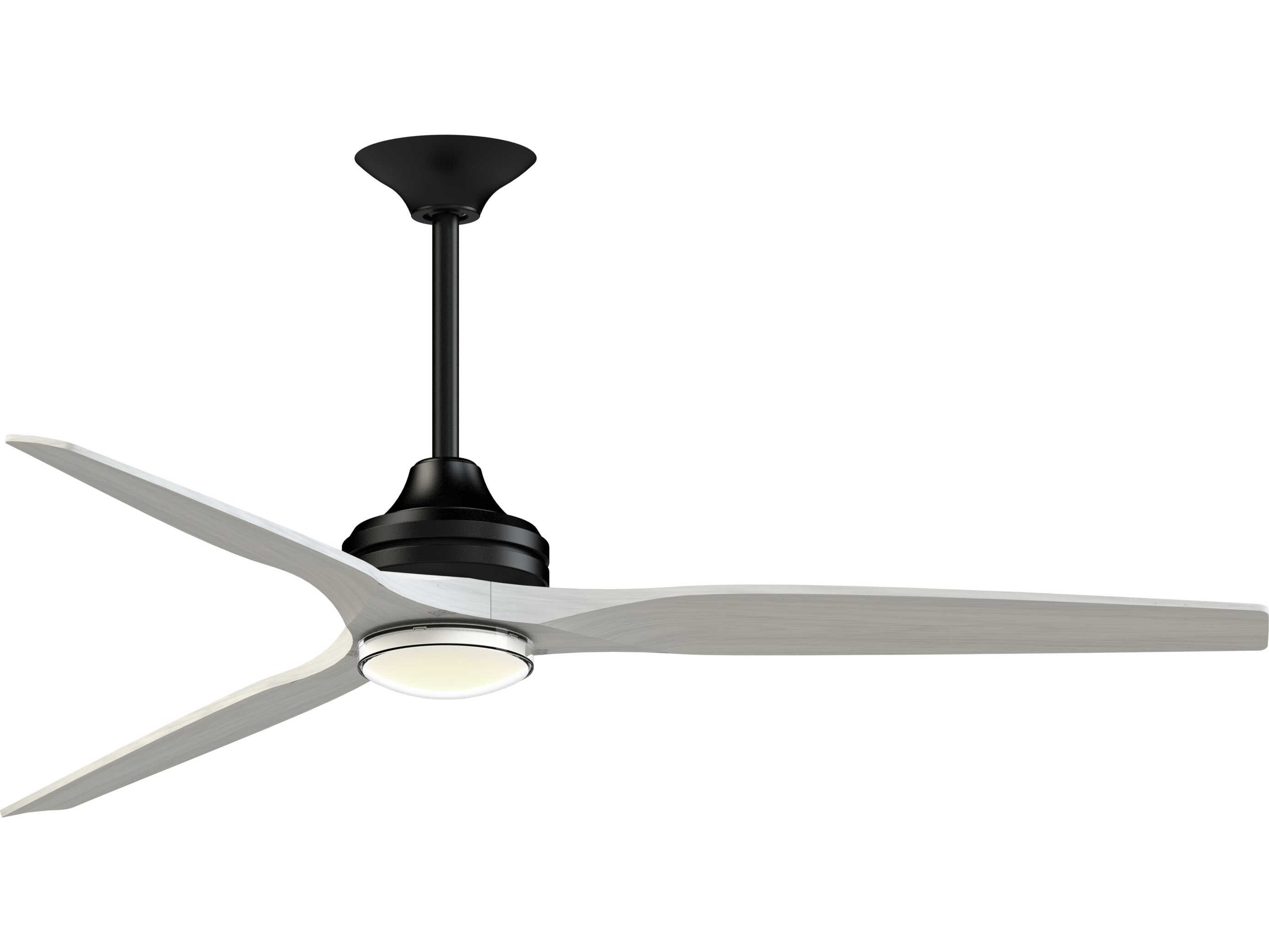 Fanimation FPD6721BBL-64WW-DWLK Spitfire 64 inch Black with White Washed Blades Indoor/Outdoor Smart Ceiling Fan in 14, Kit
