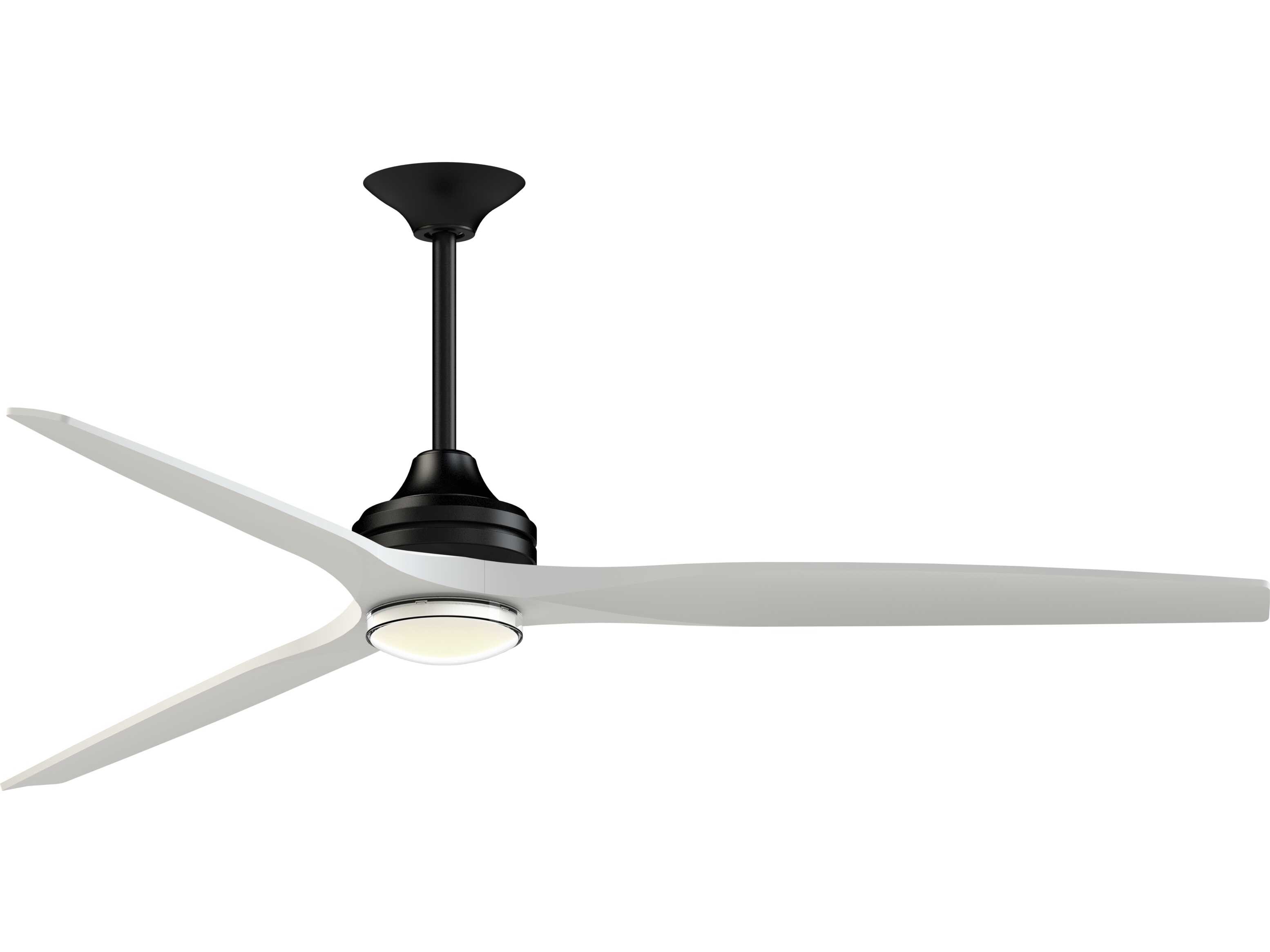 Fanimation FPD6721BBL-72MW-DWLK Spitfire 72 inch Black with Matte White Blades Indoor/Outdoor Smart Ceiling Fan in 14, Kit