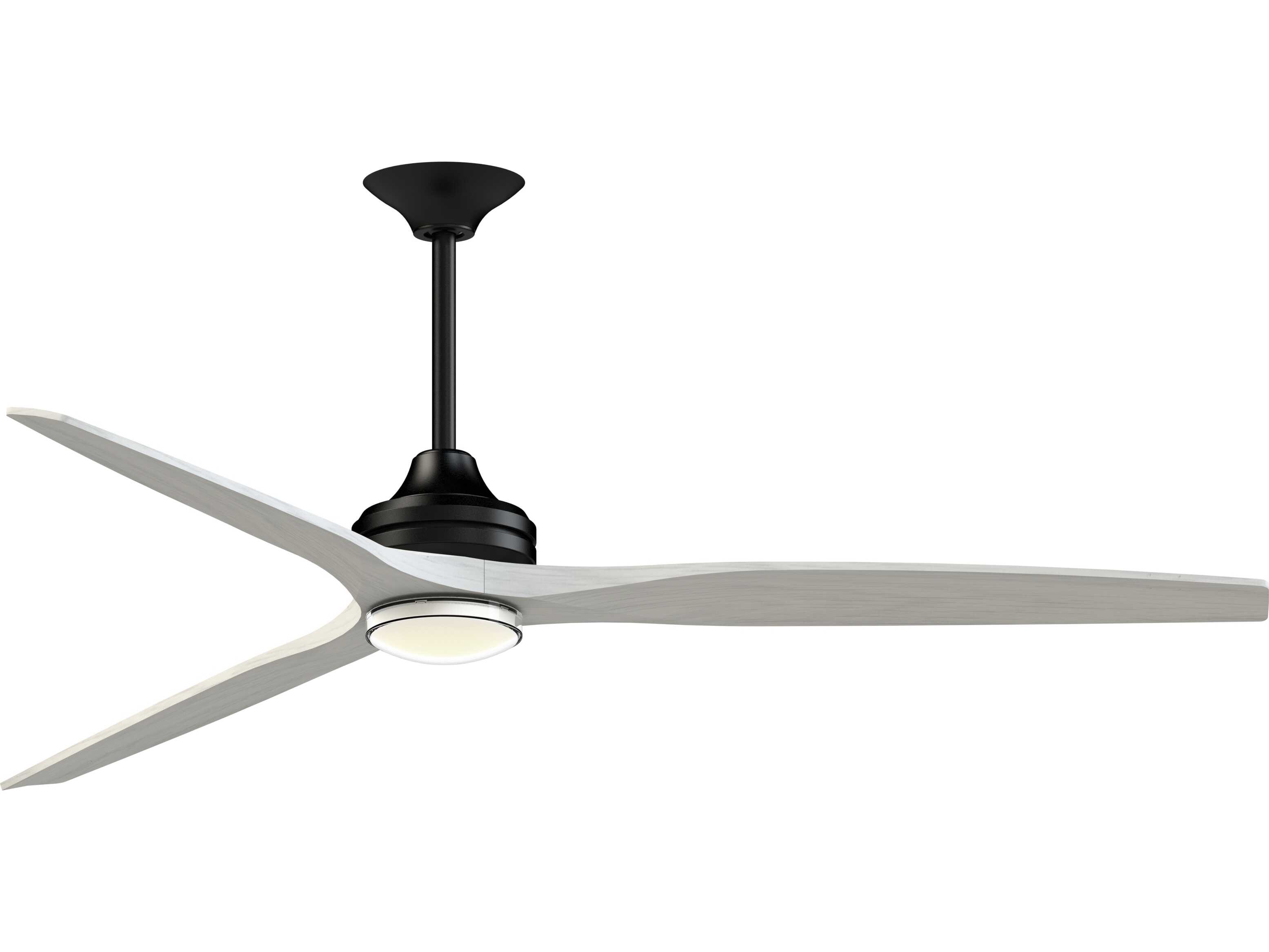 Fanimation FPD6721BBL-72WW-DWLK Spitfire 72 inch Black with White Washed Blades Indoor/Outdoor Smart Ceiling Fan in 14, Kit