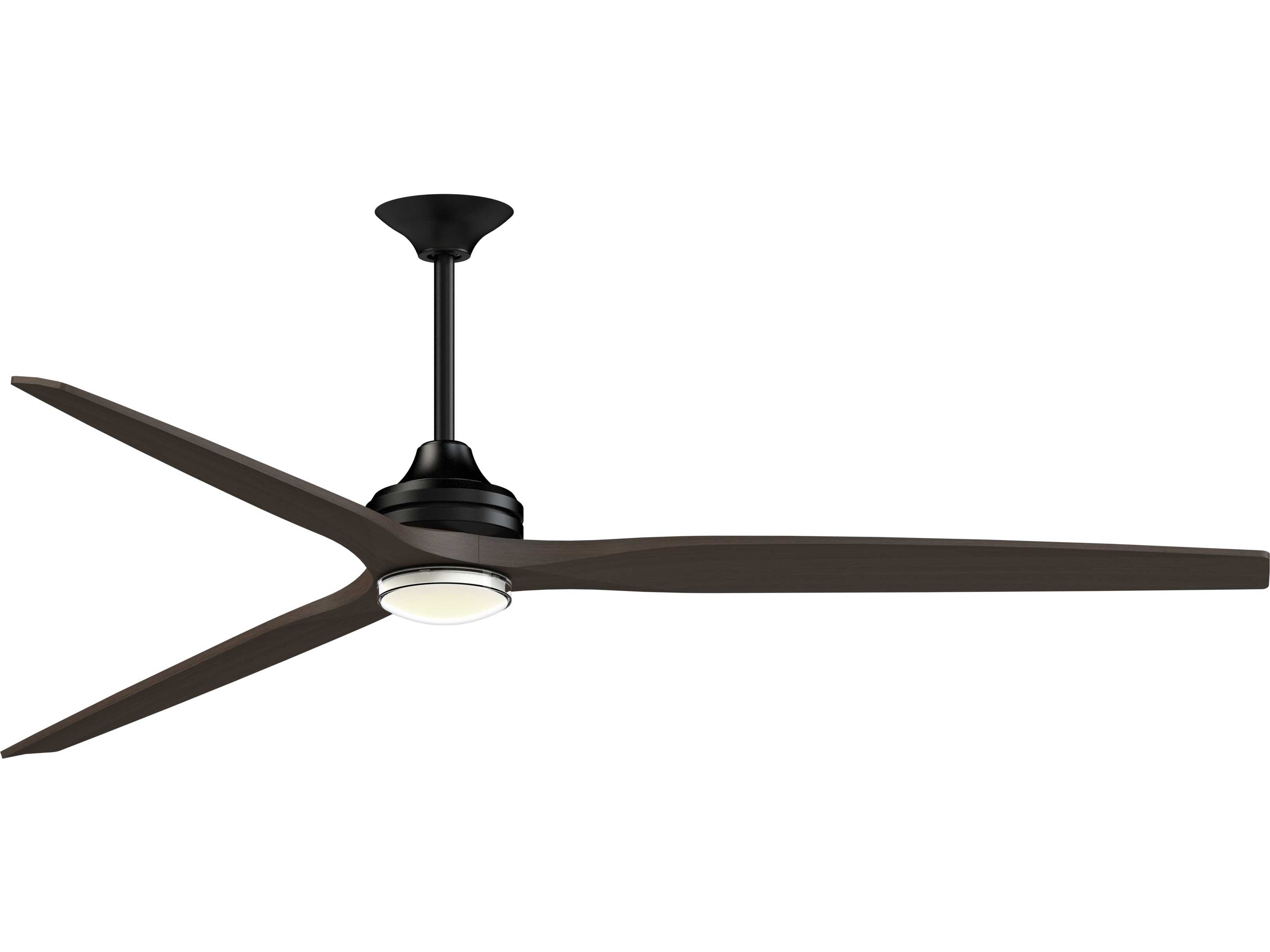 Fanimation FPD6721BBL-84DWA-DWLK Spitfire 84 inch Black with Dark Walnut Blades Indoor/Outdoor Smart Ceiling Fan in 14, Kit