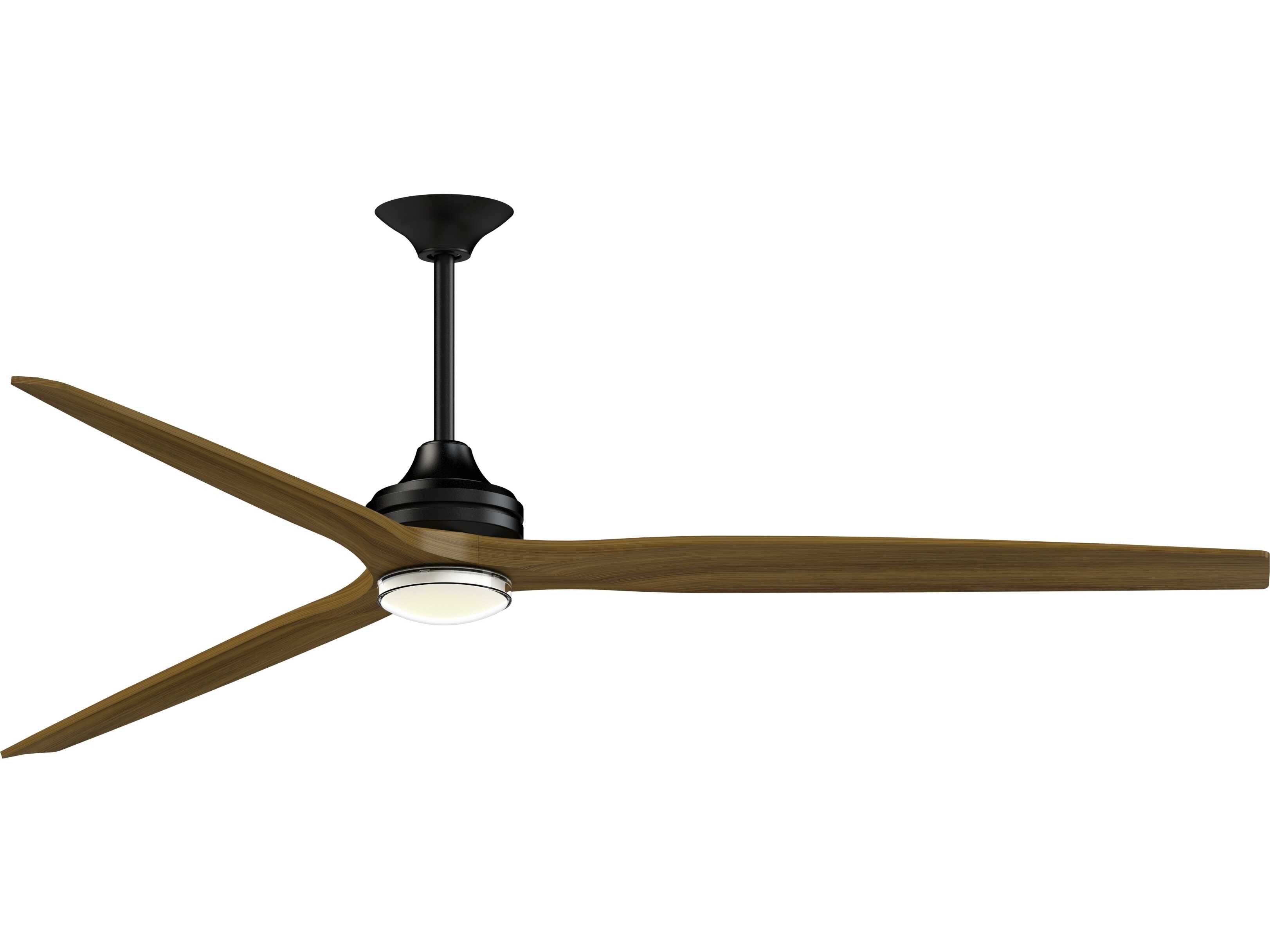 Fanimation FPD6721BBL-84K-DWLK Spitfire 84 inch Black with Koa Blades Indoor/Outdoor Smart Ceiling Fan in 14, Kit