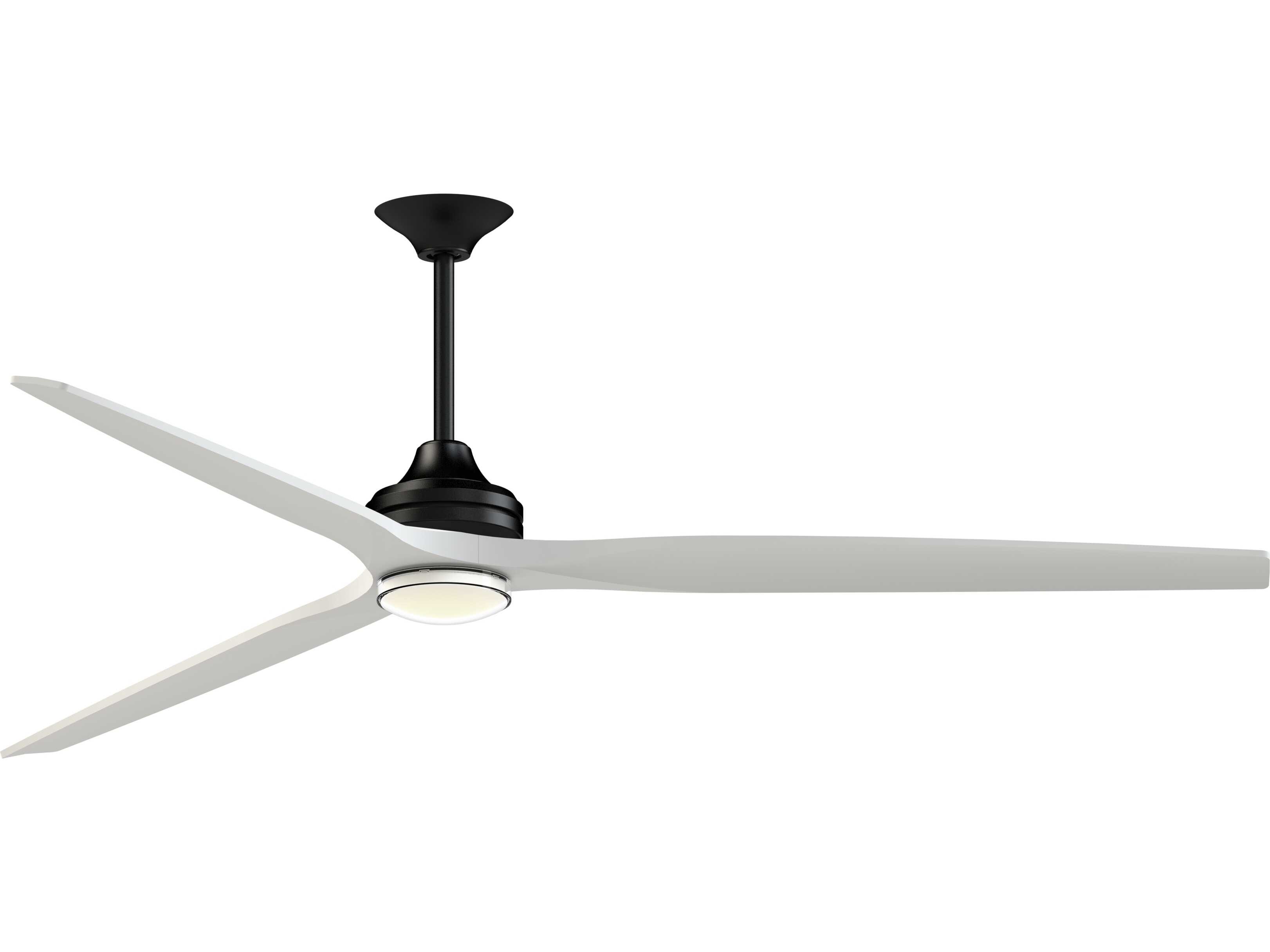 Fanimation FPD6721BBL-84MW-DWLK Spitfire 84 inch Black with Matte White Blades Indoor/Outdoor Smart Ceiling Fan in 14, Kit