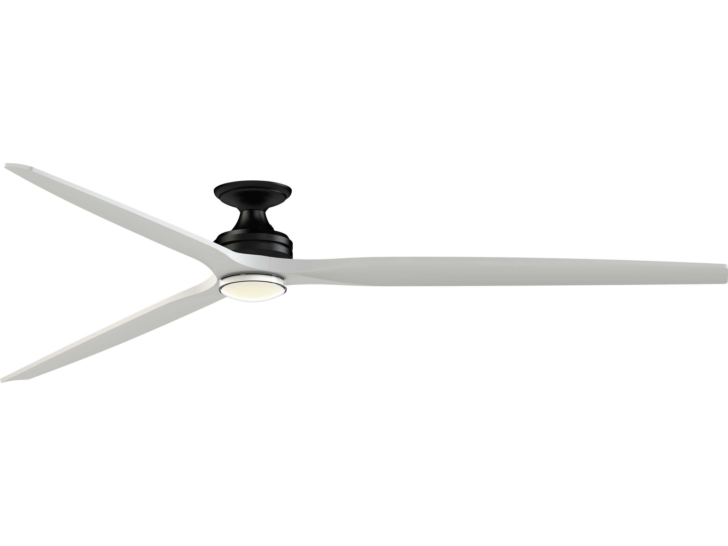 Fanimation FPD6721BBL-96MW-DWLK-F Spitfire 96 inch Black with Matte White Blades Indoor/Outdoor Smart Ceiling Fan in 14, Kit