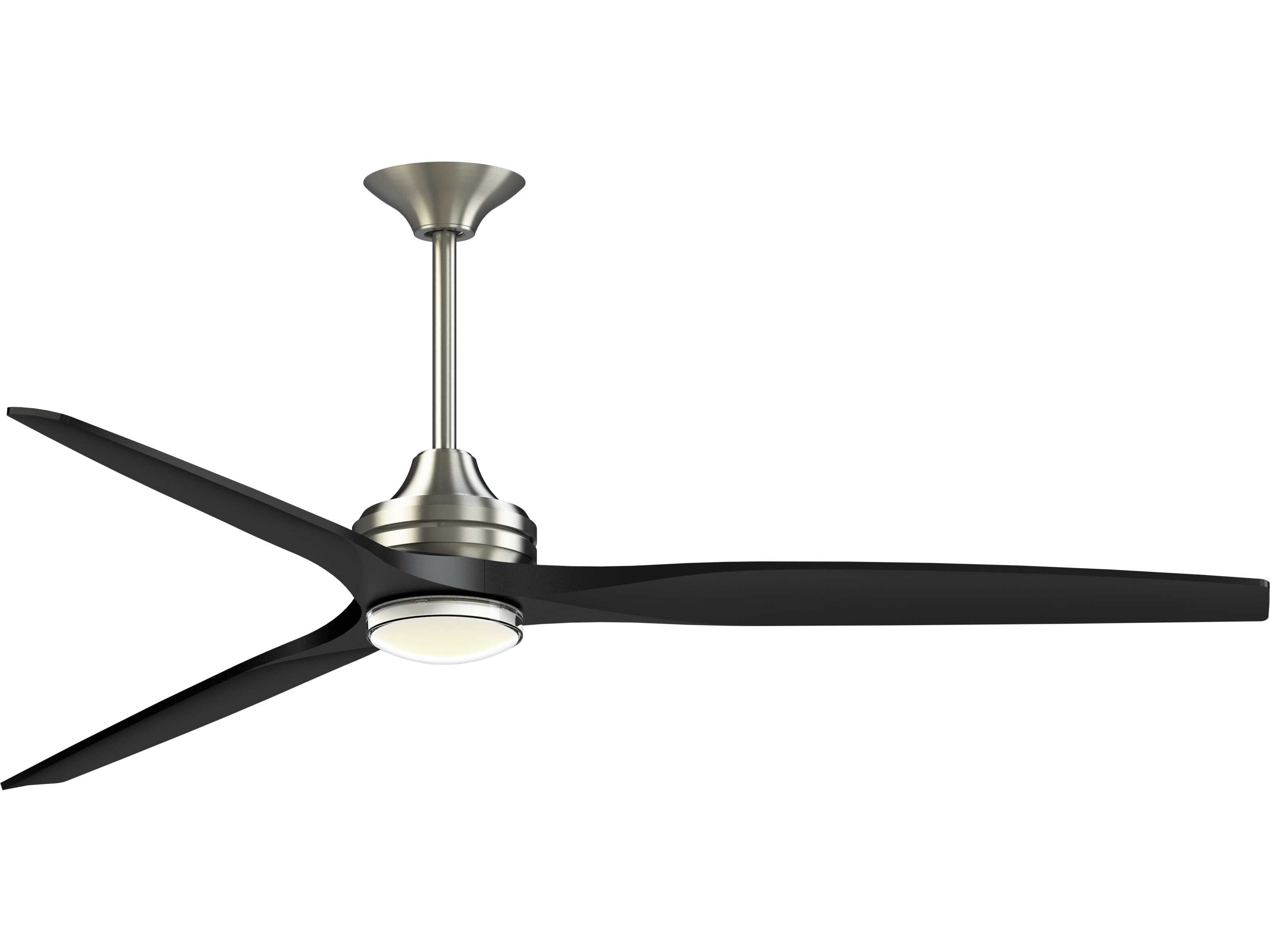 Fanimation FPD6721BBN-72BL-DWLK Spitfire 72 inch Brushed Nickel with Black Blades Indoor/Outdoor Smart Ceiling Fan in 14, Kit