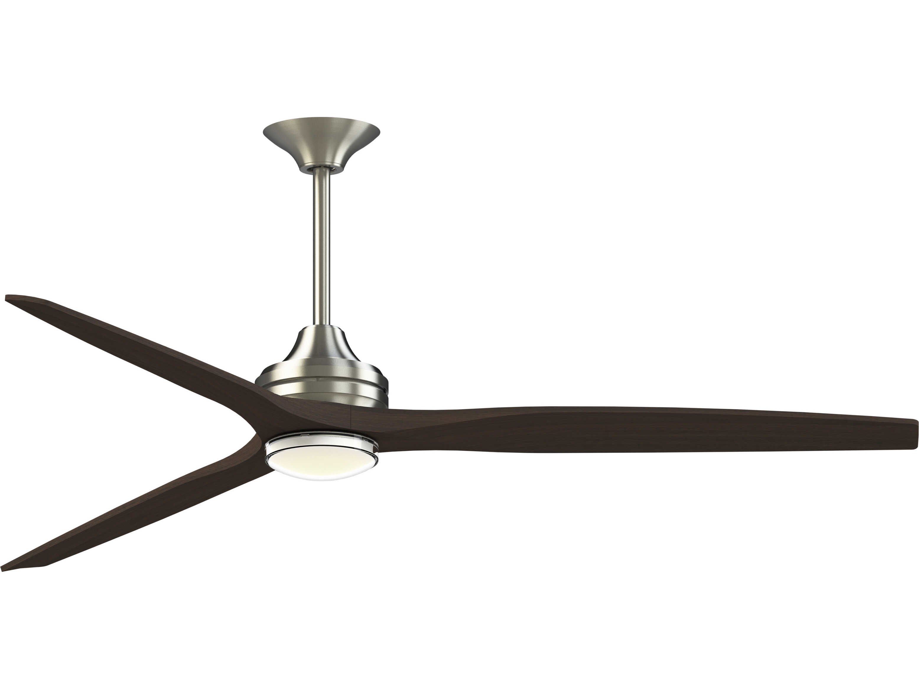 Fanimation FPD6721BBN-72DWA-DWLK Spitfire 72 inch Brushed Nickel with Dark Walnut Blades Indoor/Outdoor Smart Ceiling Fan in 14, Kit