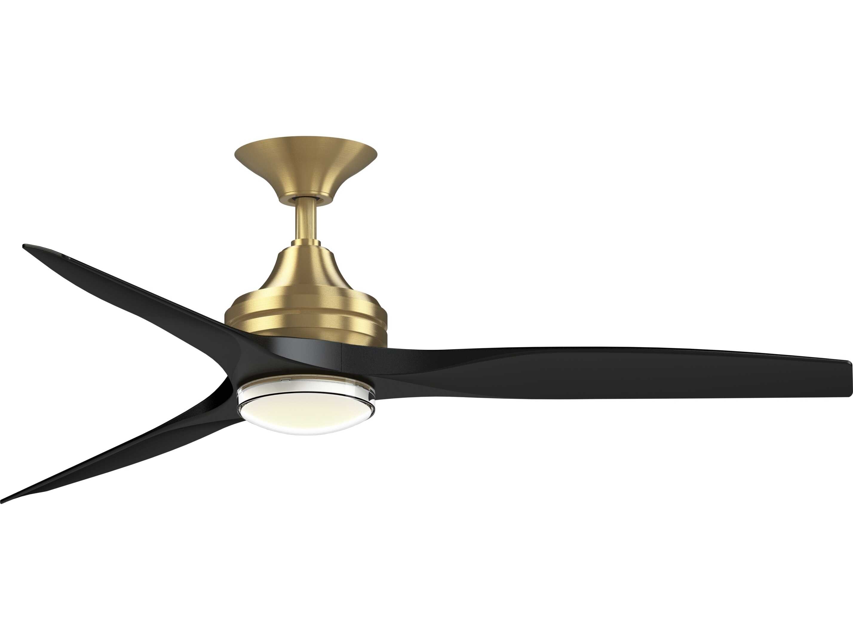 Fanimation FPD6721BBS-54BL-DWLK Spitfire 54 inch Brushed Satin Brass with Black Blades Indoor/Outdoor Smart Ceiling Fan in 21, Kit