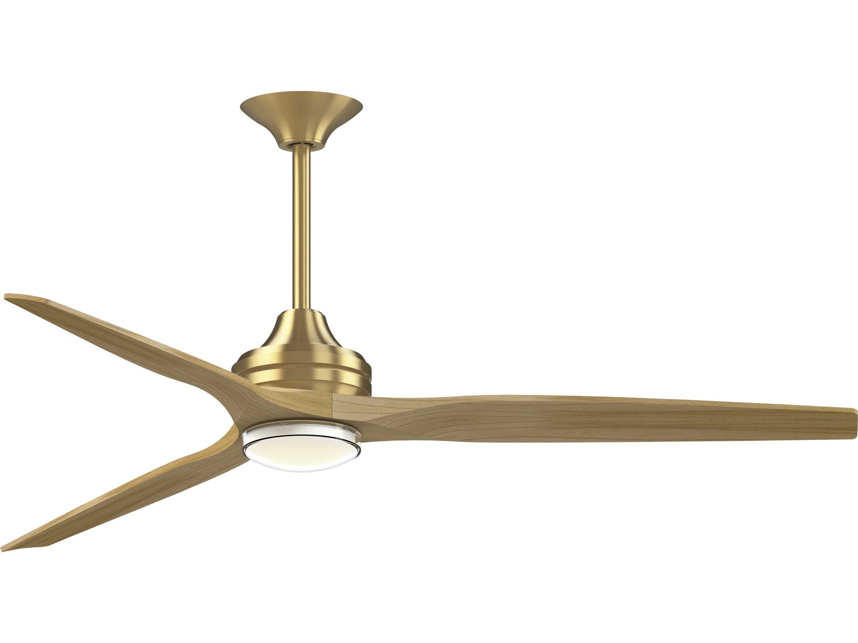 Fanimation FPD6721BBS-64N-DWLK Spitfire 64 inch Brushed Satin Brass with Natural Blades Indoor/Outdoor Smart Ceiling Fan in 14, Kit