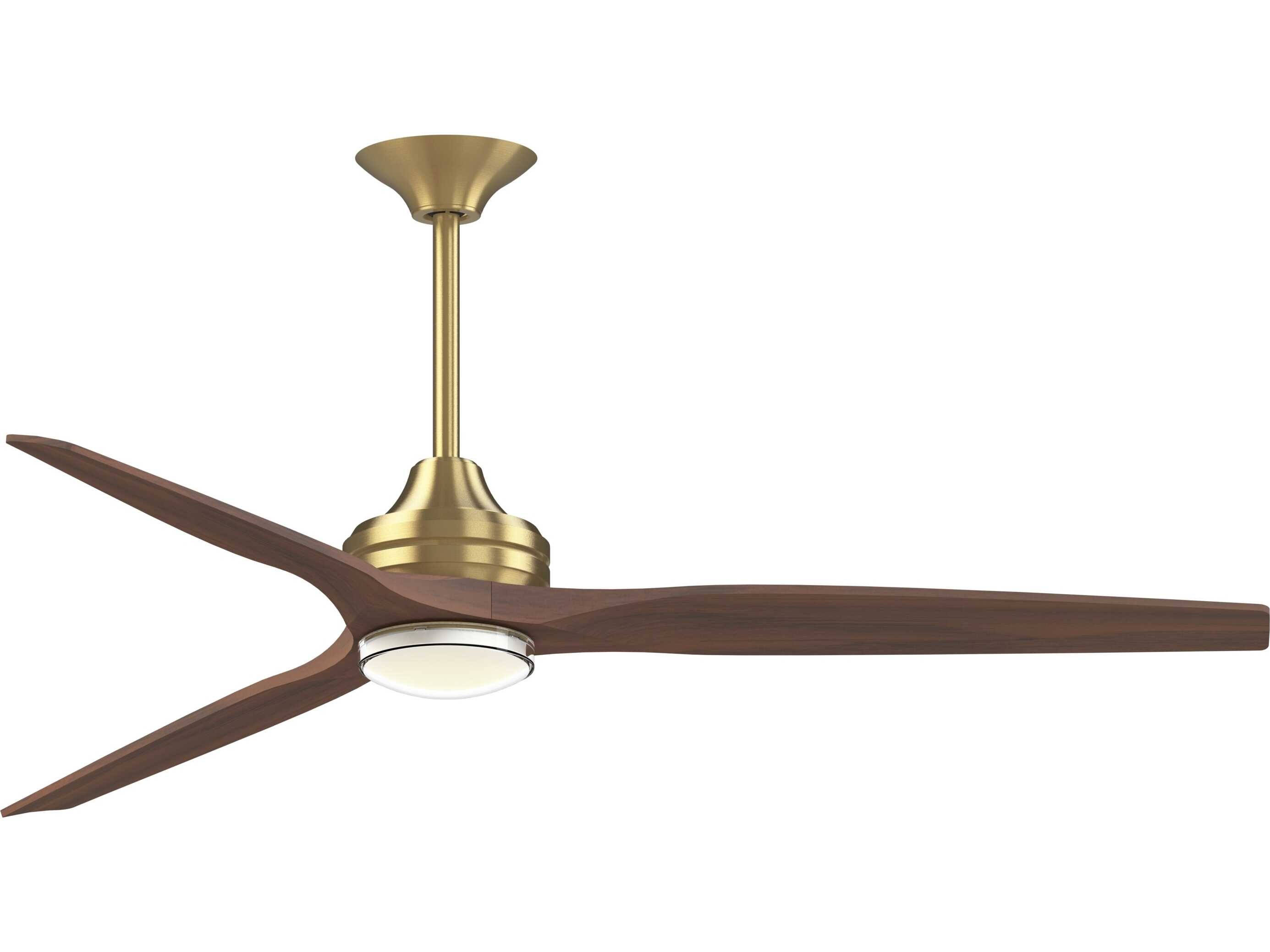 Fanimation FPD6721BBS-64WK-DWLK Spitfire 64 inch Brushed Satin Brass with Whiskey Wood Blades Indoor/Outdoor Smart Ceiling Fan in 14, Kit