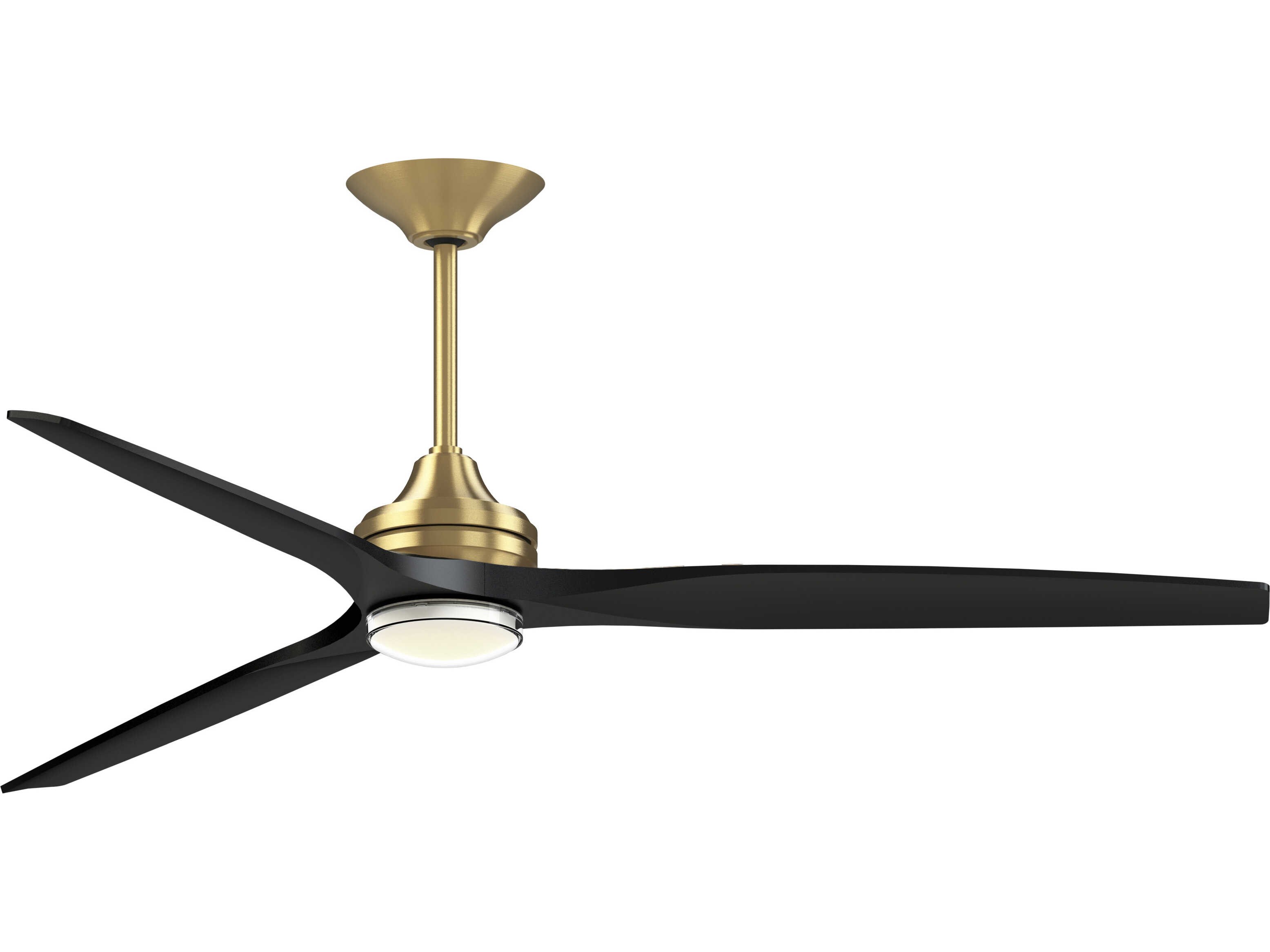 Fanimation FPD6721BBS-72BL-DWLK Spitfire 72 inch Brushed Satin Brass with Black Blades Indoor/Outdoor Smart Ceiling Fan in 14, Kit