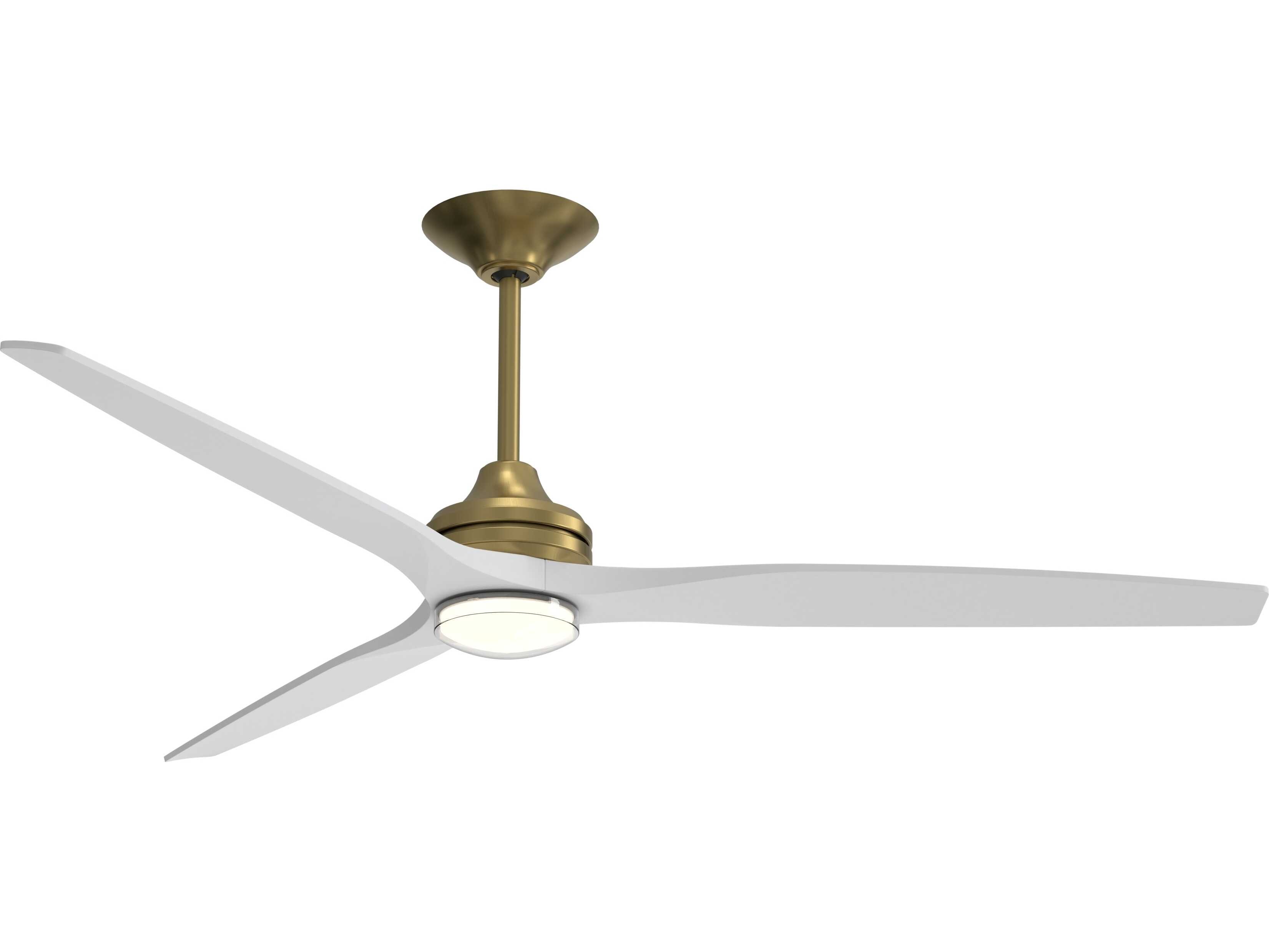 Fanimation FPD6721BBS-72MW-DWLK Spitfire 72 inch Brushed Satin Brass with Matte White Blades Indoor/Outdoor Smart Ceiling Fan in 14, Kit