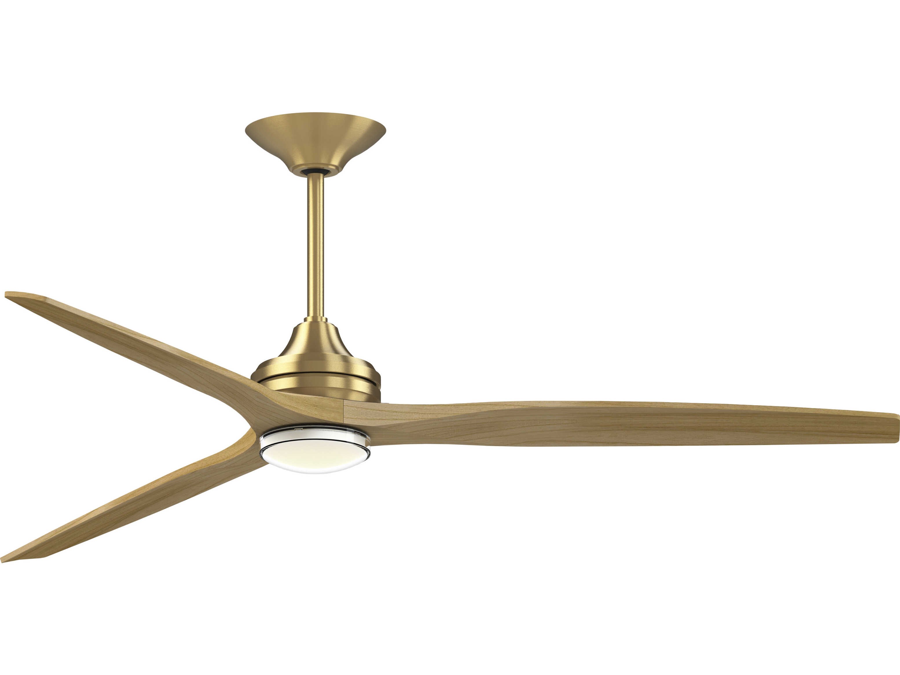 Fanimation FPD6721BBS-72N-DWLK Spitfire 72 inch Brushed Satin Brass with Natural Blades Indoor/Outdoor Smart Ceiling Fan in 14, Kit