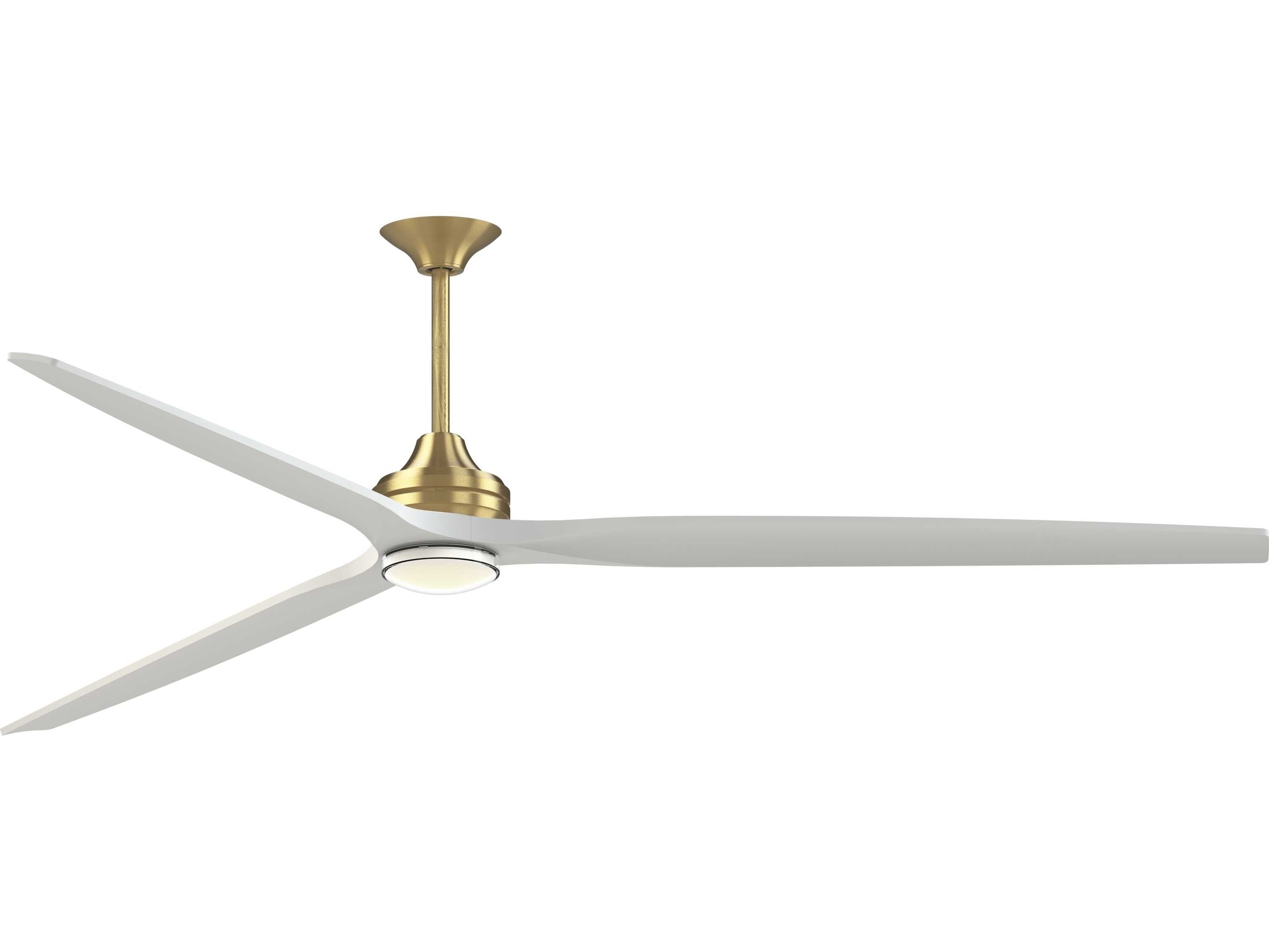 Fanimation FPD6721BBS-96MW-DWLK Spitfire 96 inch Brushed Satin Brass with Matte White Blades Indoor/Outdoor Smart Ceiling Fan in 14, Kit