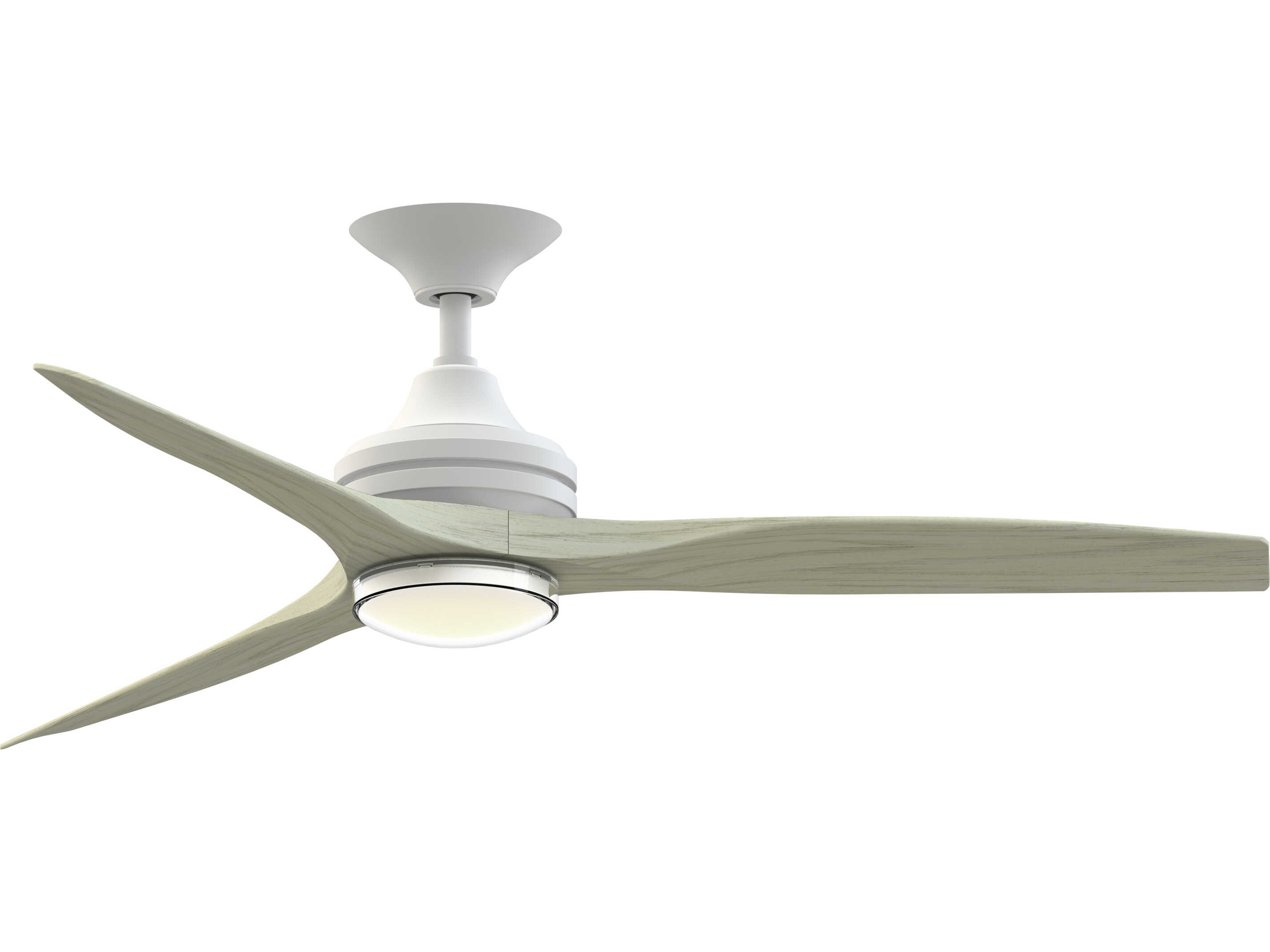 Fanimation FPD6721BMW-54LO-DWLK Spitfire 54 inch Matte White with Light Oak Blades Indoor/Outdoor Smart Ceiling Fan in 21, Kit