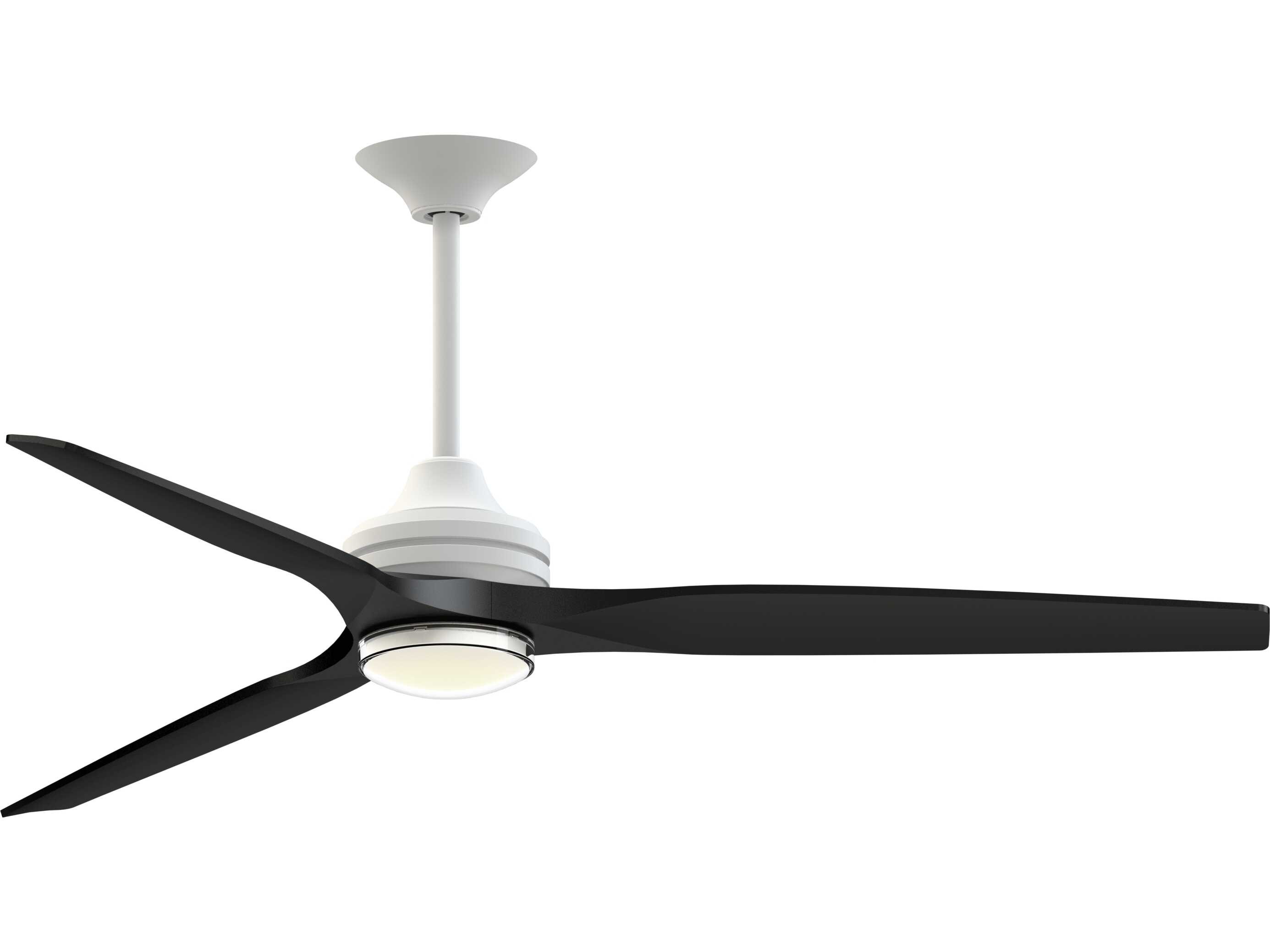 Fanimation FPD6721BMW-64BL-DWLK Spitfire 64 inch Matte White with Black Blades Indoor/Outdoor Smart Ceiling Fan in 14, Kit