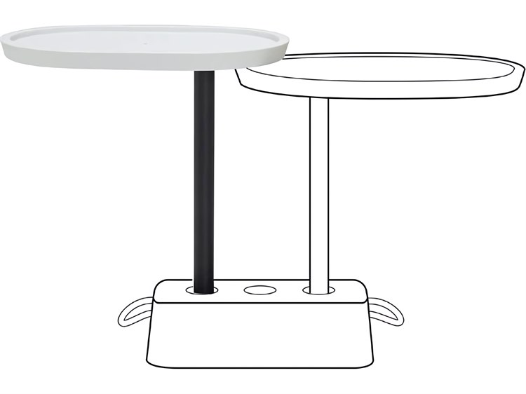 Fatboy Outdoor Brick Buddy Oval End Table in Light Grey