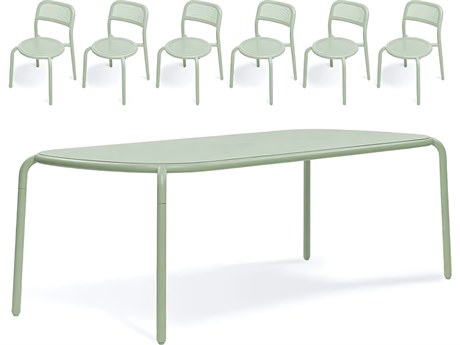 Fatboy Outdoor Toni Tablo Dining Set with Side Chairs in Mist Green