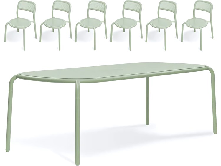 Fatboy Outdoor Toni Tablo Dining Set with Side Chairs in Mist Green