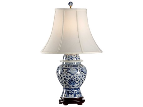 Frederick Cooper Indigo Garden Hand Painted Blue White Bone Silkette Buffet Lamp