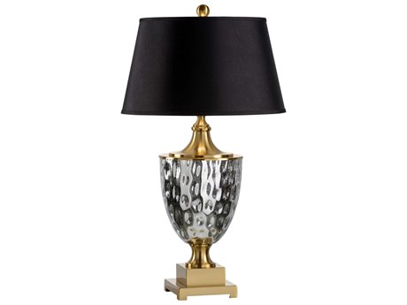 Frederick Cooper Christopher Glass Mercury Dimpled Black Silkette Gold Buffet Lamp