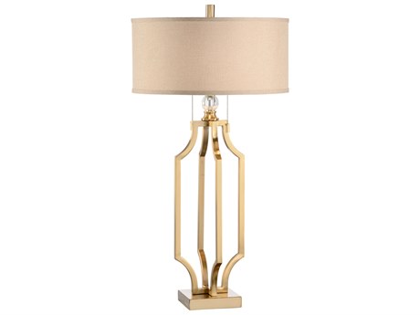 Frederick Cooper Valentino Antique Brass Tan Linen Buffet Lamp