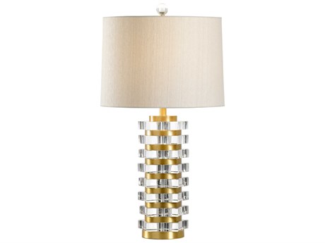 Frederick Cooper Layers Of Luxe Crystal Gold Clear Cream Raw Silk Buffet Lamp