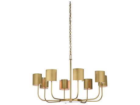 Frederick Cooper 8-Light Antique Brass Candelabra Geometric Linear Chandelier