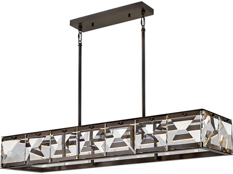 Fredrick Ramond Jolie Black Oxide Crystal LED Geometric Linear Island Pendant