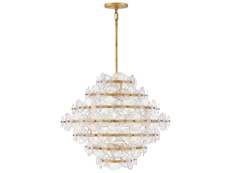 Fredrick Ramond Rene 16-Light6-Light Distressed Brass Glass LED Pendant
