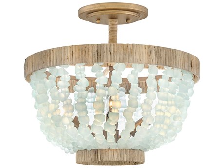 Fredrick Ramond Dune 4-Light Burnished Gold Glass LED Semi Flush Mount