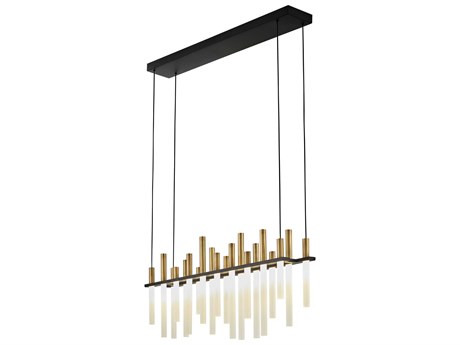 Fredrick Ramond Echo 1 Light Black Brass LED Cylinder Linear Island Pendant