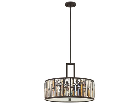 Fredrick Ramond Gemma 3-Light Vintage Bronze Crystal Drum Pendant