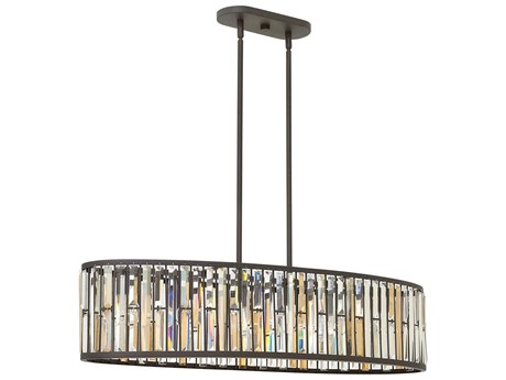 Fredrick Ramond Gemma 6-Light Vintage Bronze Crystal Linear Island Pendant