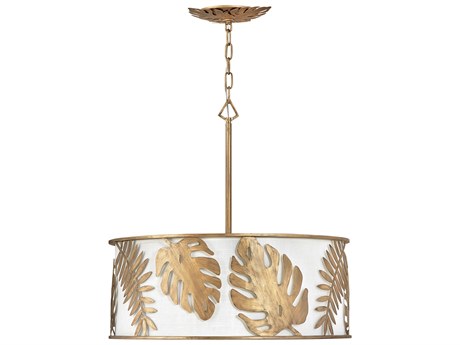 Fredrick Ramond Botanica 5-Light Burnished Gold Drum Pendant