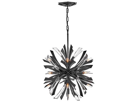 Fredrick Ramond Vida 13-Light Brushed Graphite Black Crystal LED Pendant