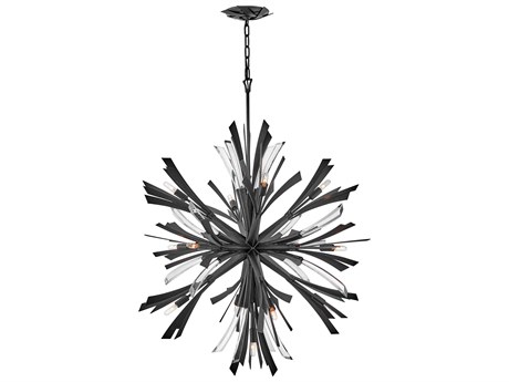Fredrick Ramond Vida 13-Light Brushed Graphite Black Crystal LED Pendant