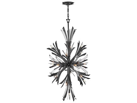 Fredrick Ramond Vida 19-Light9-Light Brushed Graphite Black Crystal LED Pendant