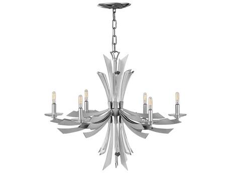 Fredrick Ramond Vida 6-Light Glacial Silver Crystal Candelabra Chandelier