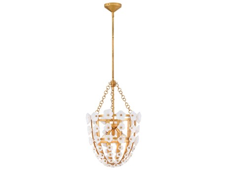 Fredrick Ramond Azalea 3-Light Distressed Brass Pendant