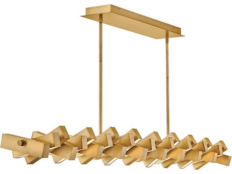 Fredrick Ramond Stitch Lacquered Brass Geometric Linear Island Pendant