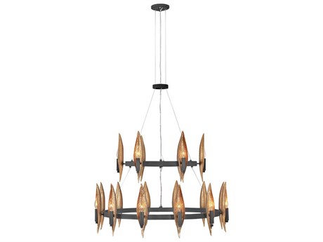 Fredrick Ramond Willow 18-Light8-Light Carbon Black Deluxe Gold Candelabra Chandelier