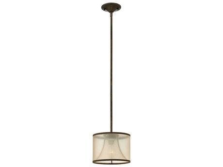 Fredrick Ramond Mime 1-Light French Bronze Drum Mini Pendant