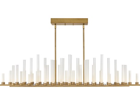 Fredrick Ramond Trinity 50-Light Heritage Brass Glass LED Cylinder Geometric Island Pendant