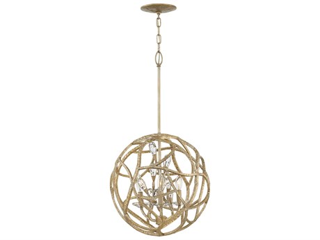 Fredrick Ramond Eve 3-Light Champagne Gold Crystal Candelabra Geometric Chandelier