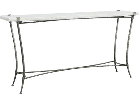 Fairfield Chair Palermo Rectangular Chiseled White Marble Stainless Steel Console Table