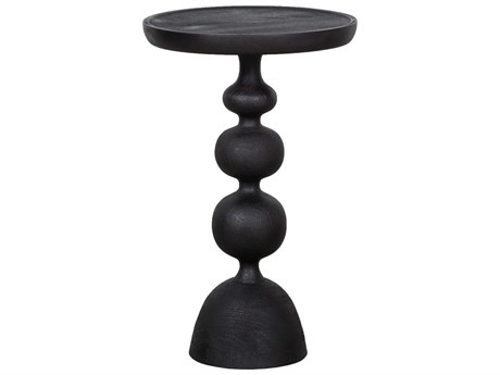 Fairfield Chair Sundries Fawn Round Wood Sandblasted Black Drink Table