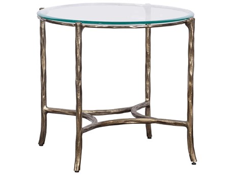 Fairfield Chair Monier Round Glass Antique Gold End Table