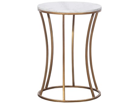 Fairfield Chair Veneto Round Calcutta Marble Antique Gold End Table