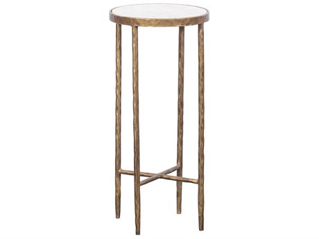 Fairfield Chair Veneto Round Calcutta Marble Antique Gold End Table