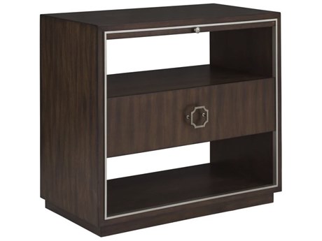 Fairfield Chair Monogram 1-Drawer Brown Walnut Wood Nightstand